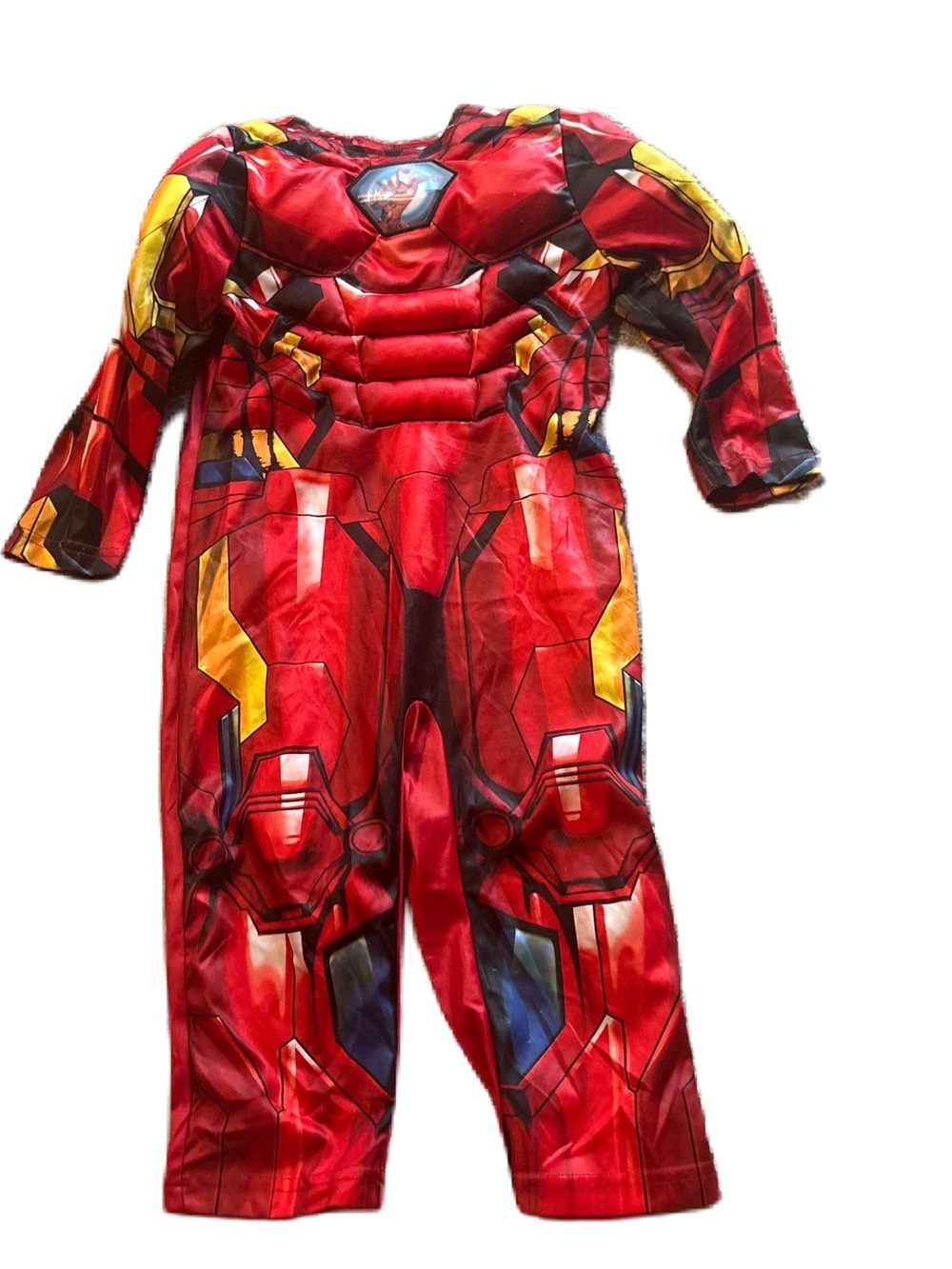 Iron Man Red and Gold Kids Superhero Muscle Costume Sz 3 4 Halloween Jumpsuit